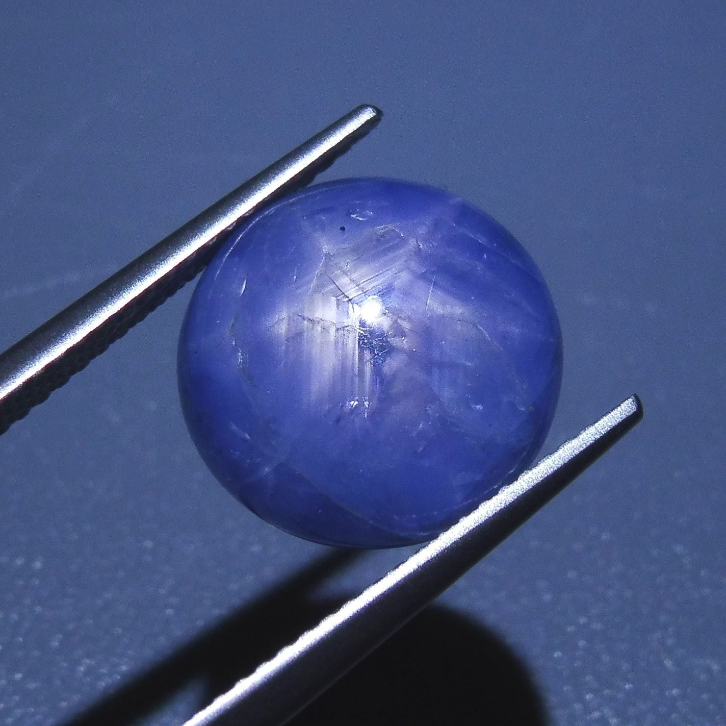 12.56 ct Round Burmese Blue Star Sapphire Cabochon, Rare Asterism Gemstone by SkyJems Canada
