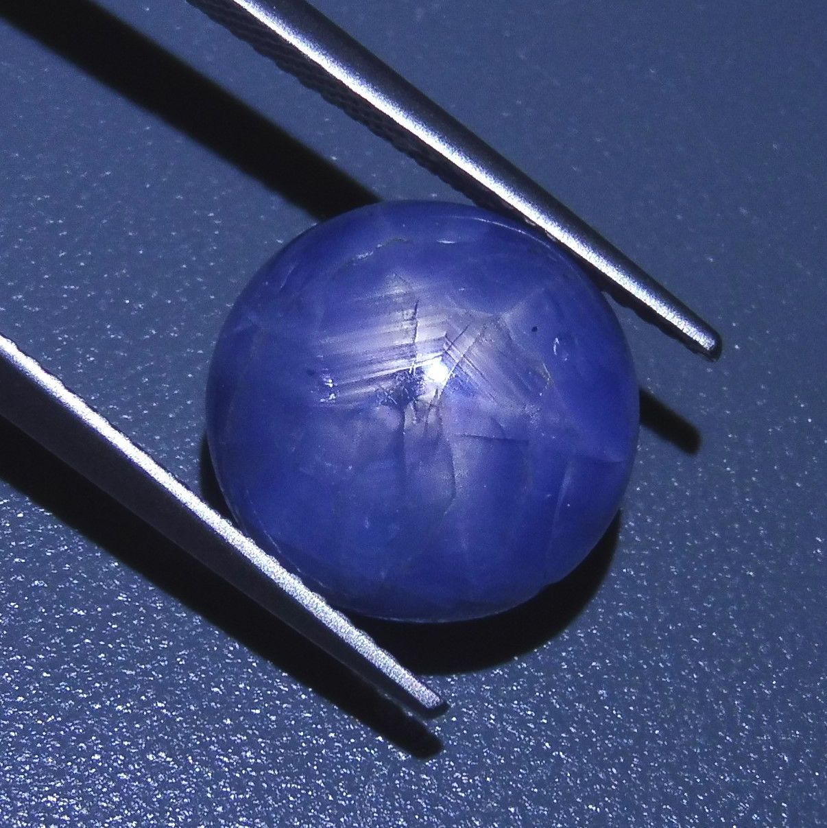 12.56 ct Round Burmese Star Sapphire, very slightly greyish blue, rare asterism gem from SkyJems Canadian collection