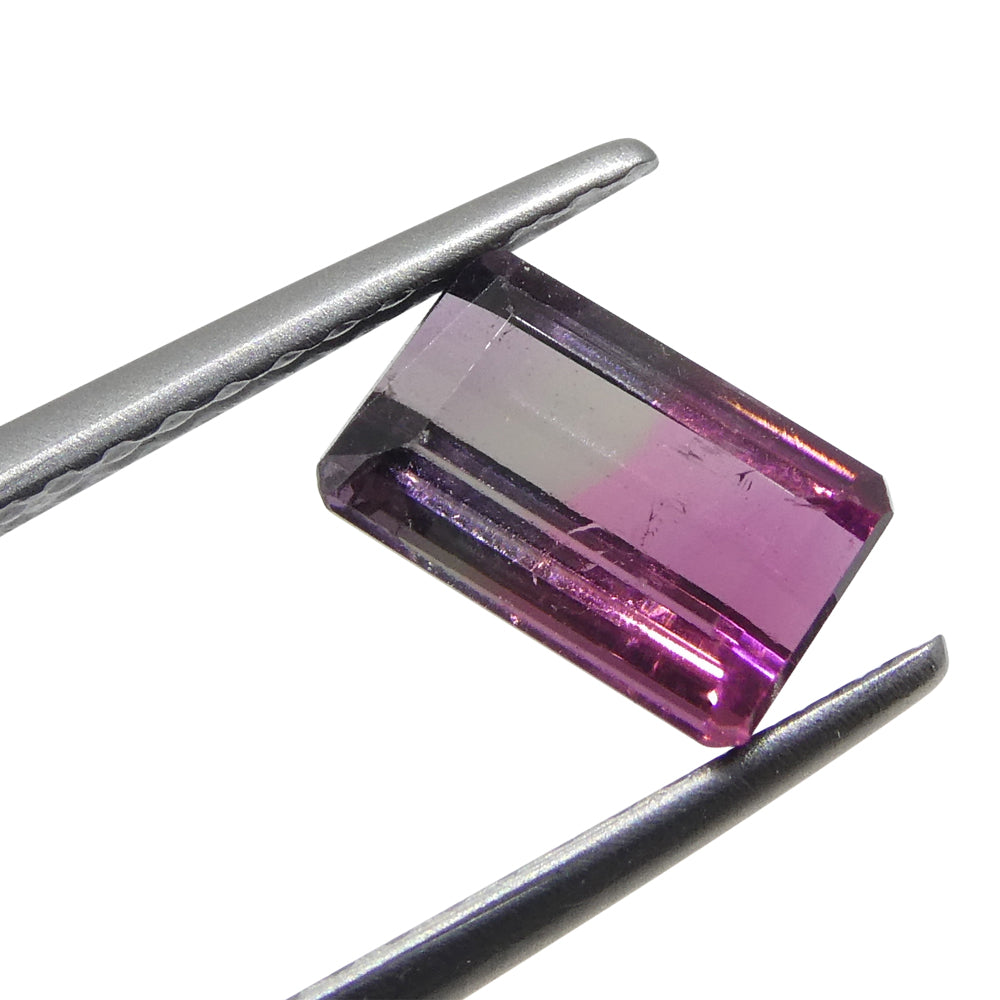 Bi-Colour Tourmaline 1.07 cts 6.94 x 4.62 x 3.47 Emerald Cut Pink & Purple $300