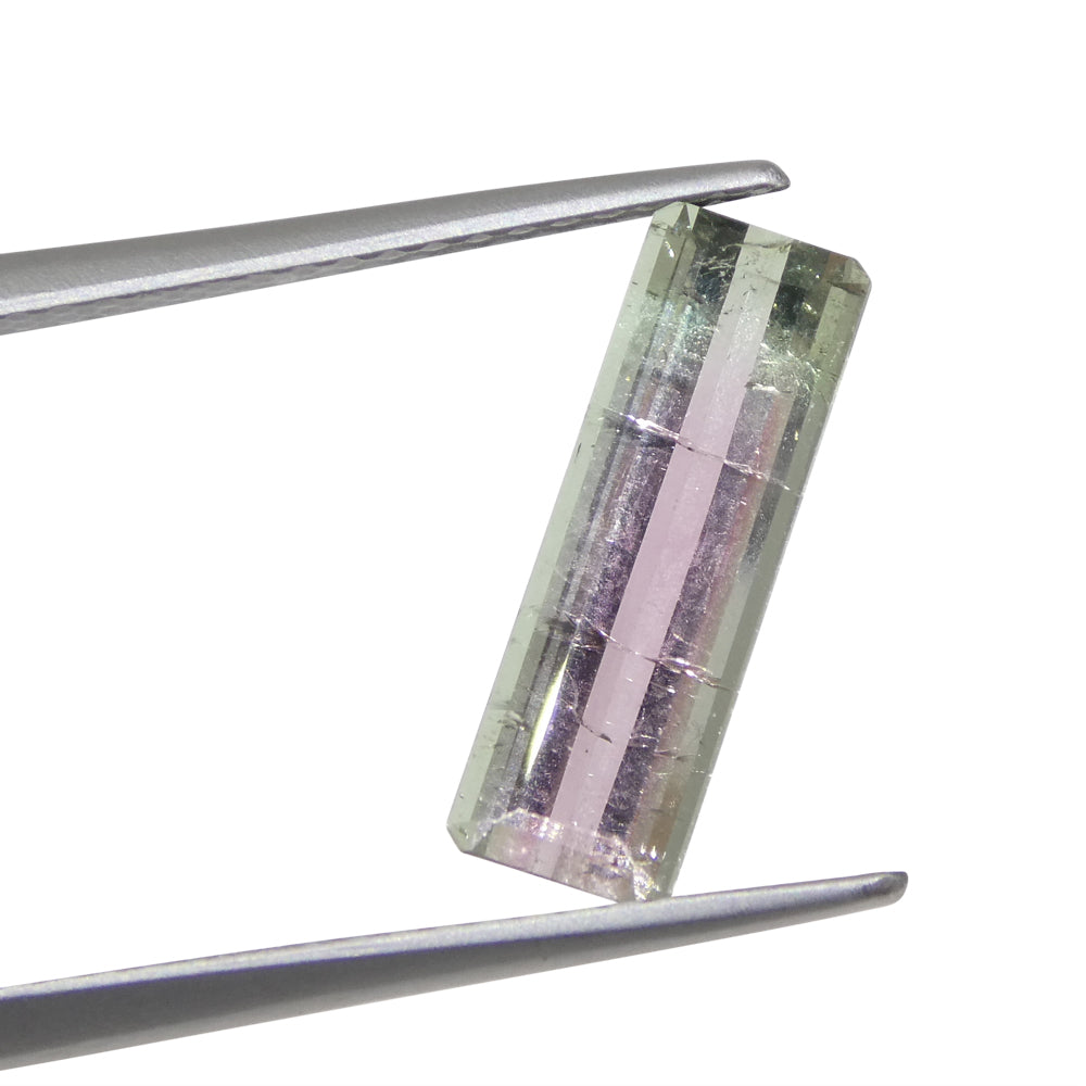 Bi-Colour Tourmaline 2.19 cts 13.42 x 4.54 x 3.66 Emerald Cut Pink & Green $880