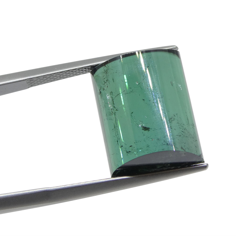 Bi-Colour Tourmaline 12.52 cts 15.22 x 11.95 x 5.98 Barrel Cut Cabochon bluish Green $3760