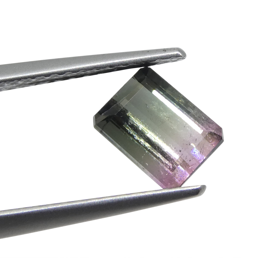 1.3ct Emerald Cut Pink & Green Bi-Colour Tourmaline from Brazil - Skyjems Wholesale Gemstones