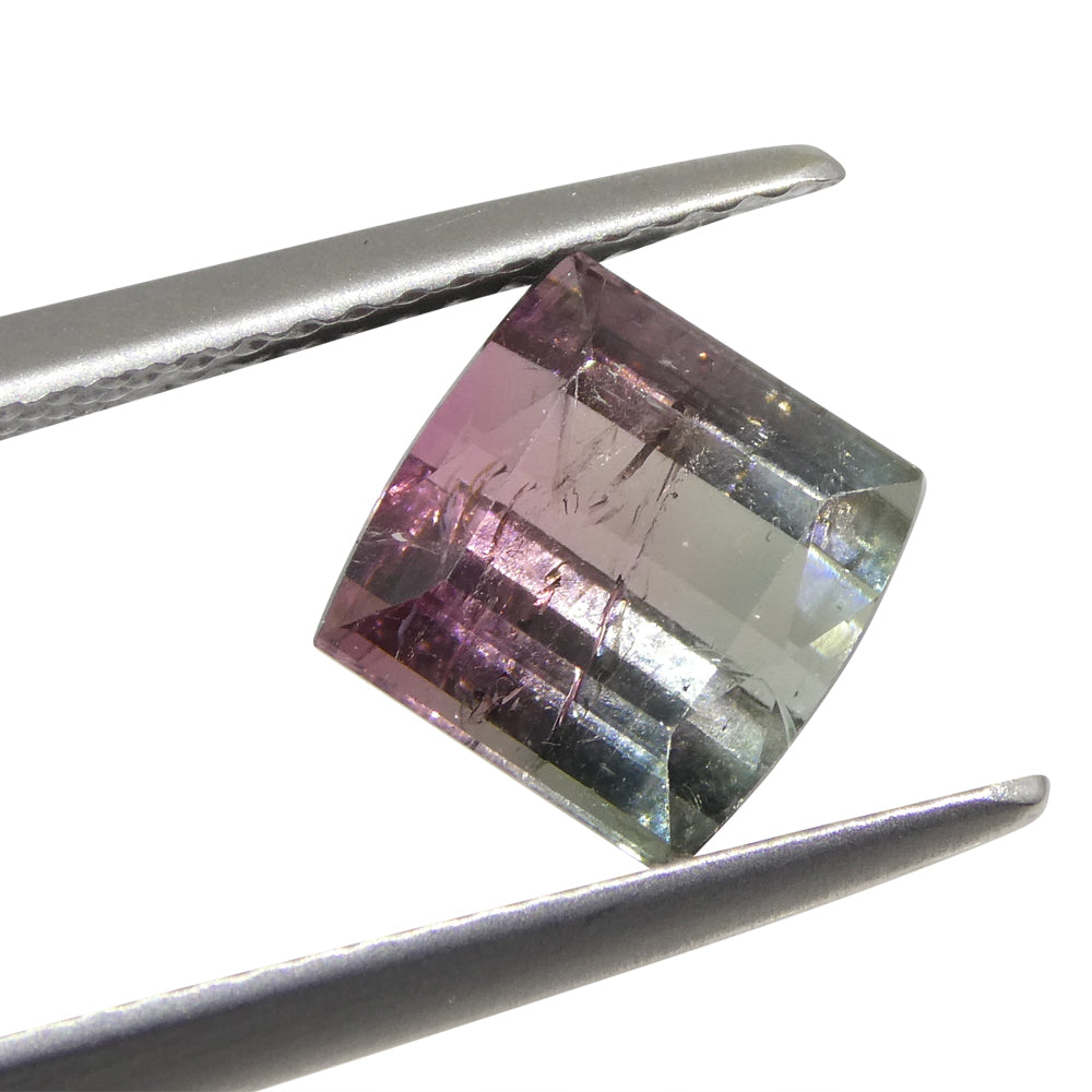 Bi-Colour Tourmaline 3.01 cts 7.48 x 7.39 x 5.90 Barrel Cut Blue & Pink $910