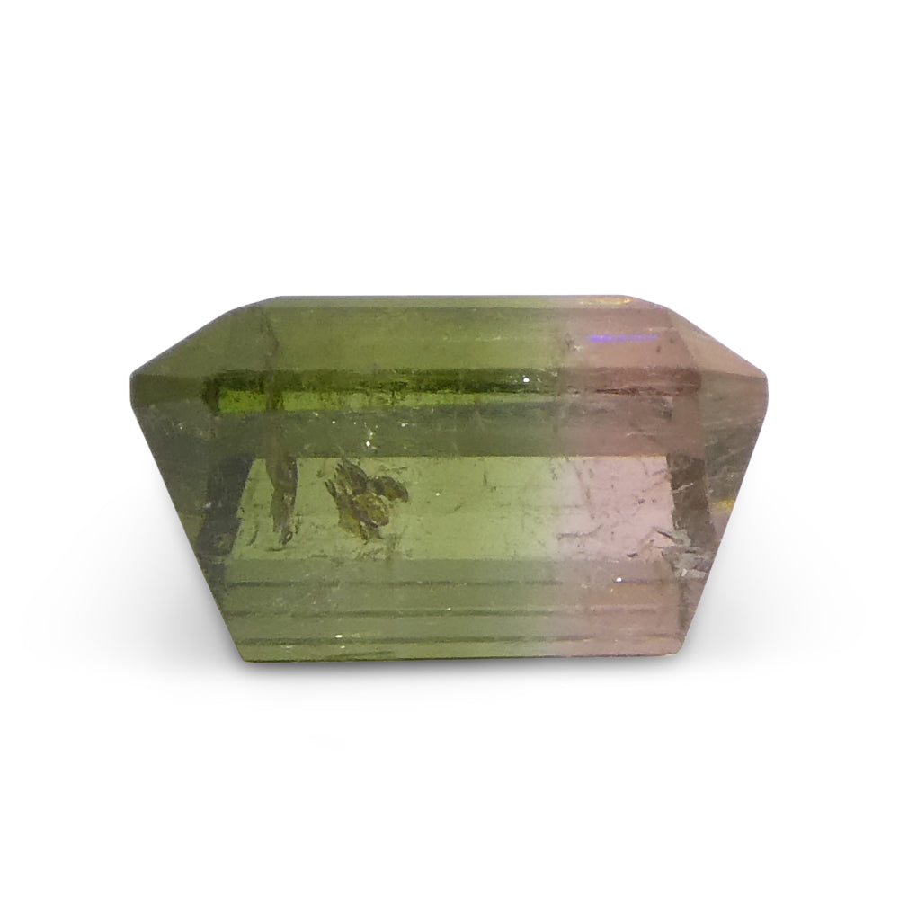 1.57ct Emerald Cut Green & Pink Bi-Colour Tourmaline from Brazil - Skyjems Wholesale Gemstones