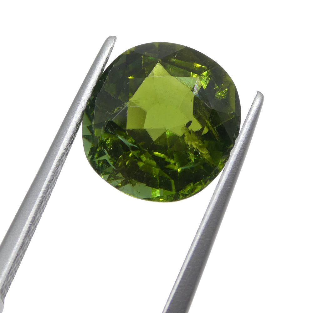 4.92ct Brazilian Green Cushion Tourmaline, brilliant-cut gemstone from SkyJems' premium colored stone collection