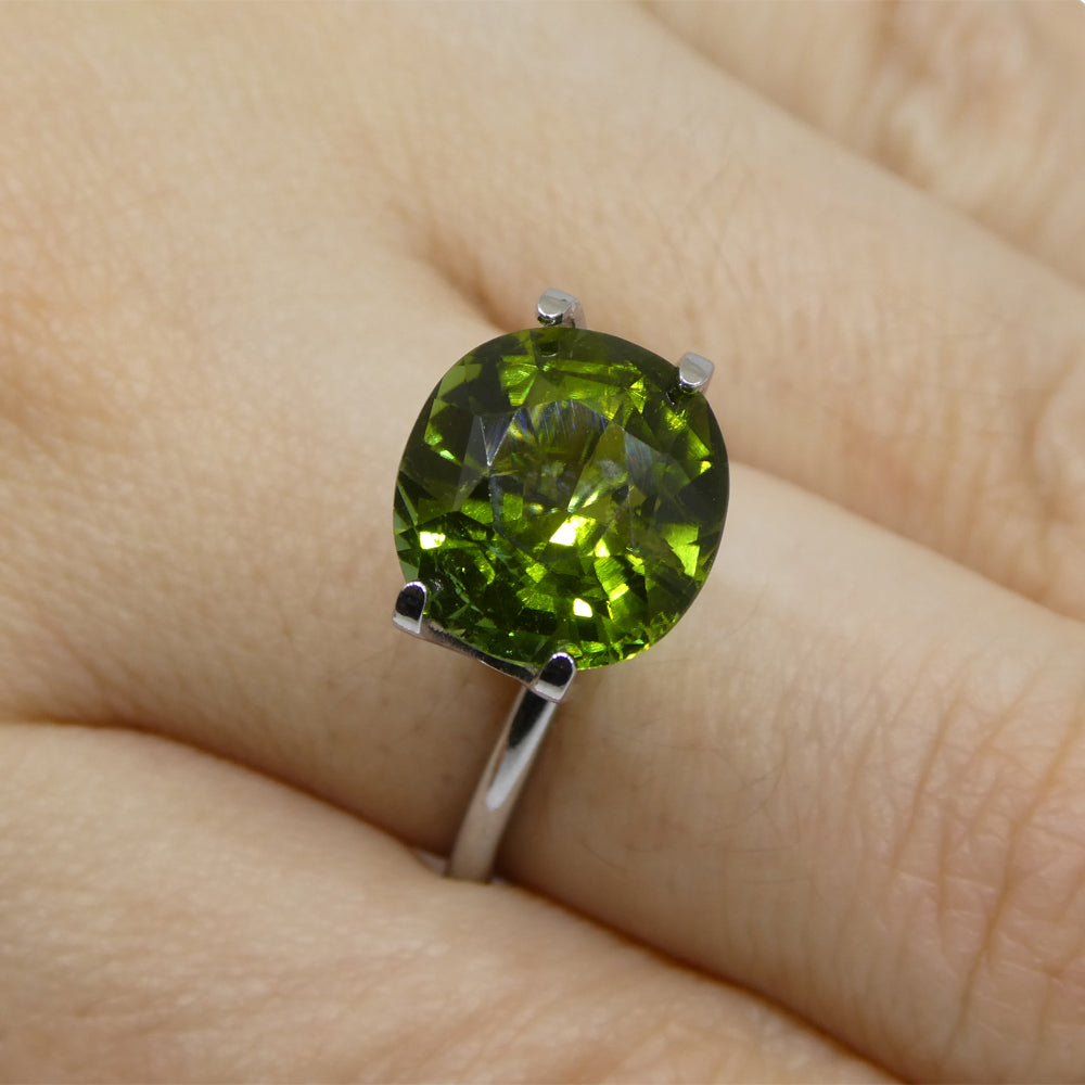 4.92ct Brazilian Green Cushion Tourmaline, brilliant-cut gemstone from SkyJems' premium colored stone collection