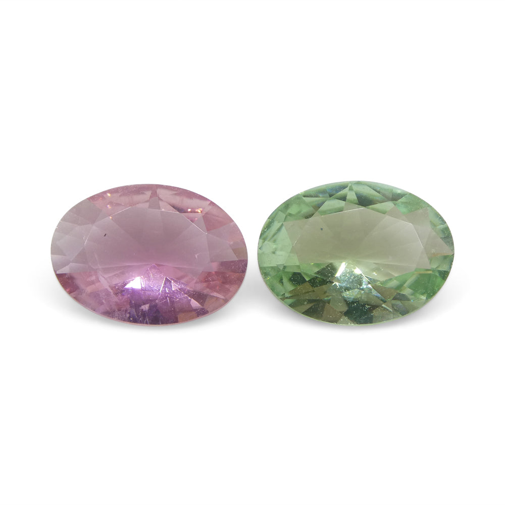 2.7ct Oval Pink and Green Brazilian Tourmaline Matched Pair from SkyJems, Rare Collector Gemstone