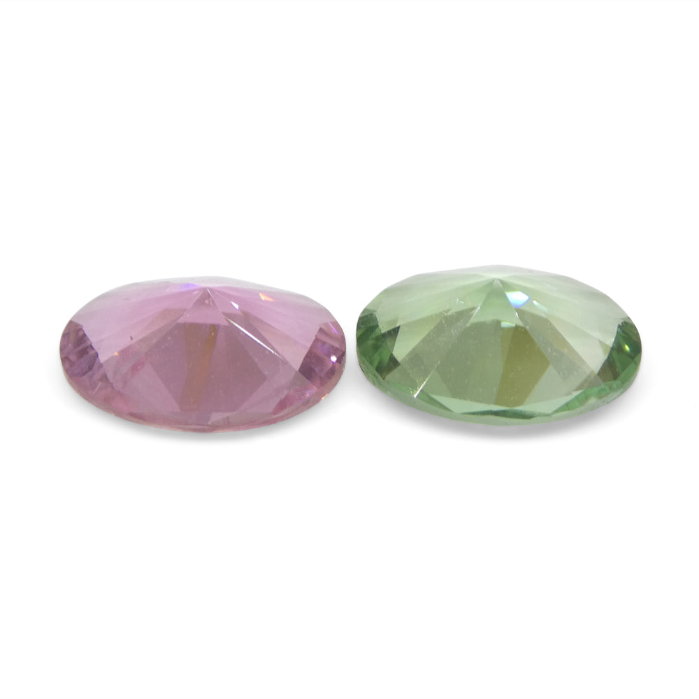2.7ct Oval Pink and Green Brazilian Tourmaline Matched Pair from SkyJems, Rare Collector Gemstone