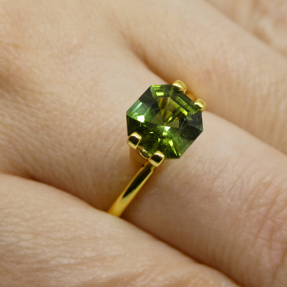 1.76ct Brazilian Green Tourmaline Asscher Cut Gemstone from SkyJems, Rare Octagonal Step-Cut Green Gem