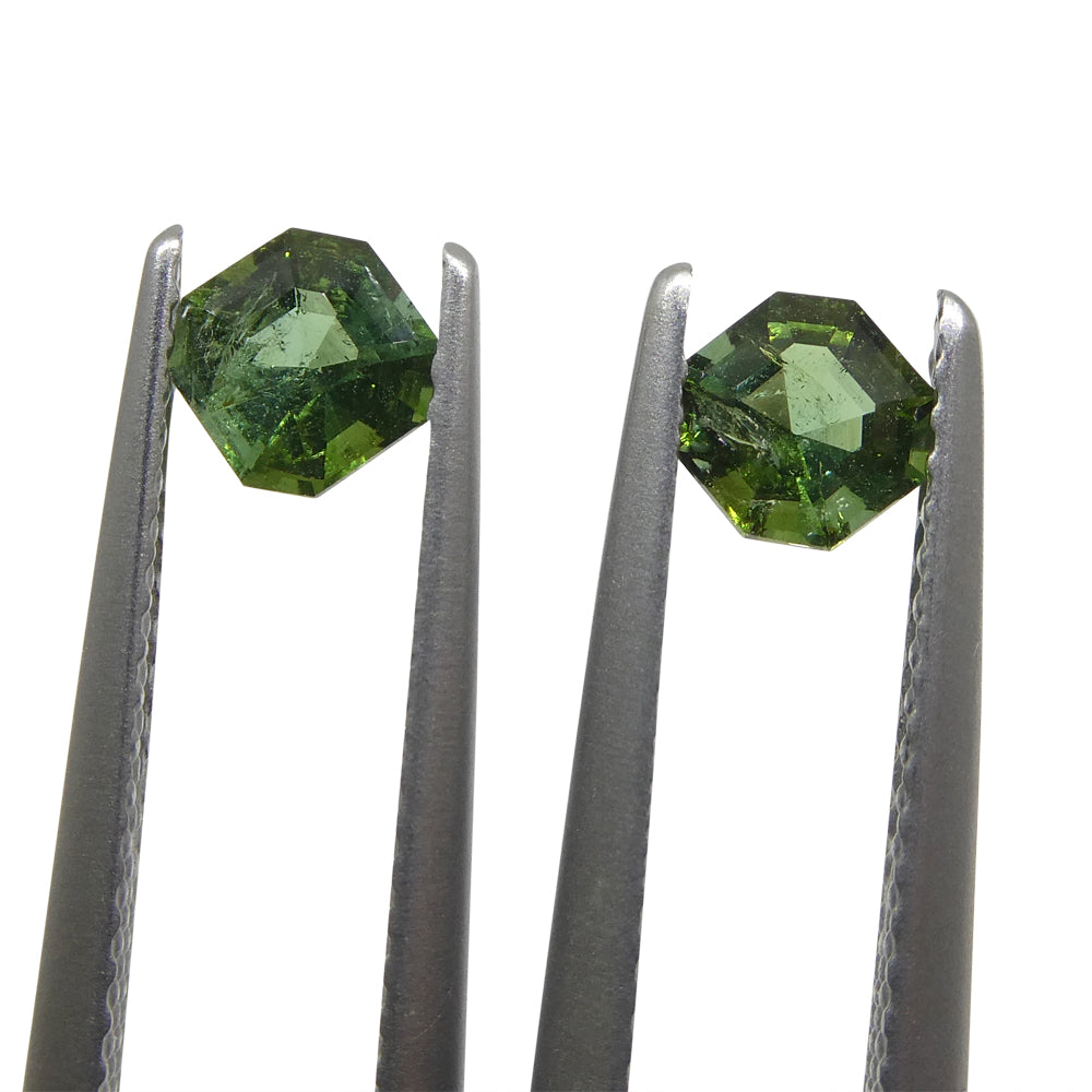 Tourmaline 0.8 cts 4.47 x 4.46 x 3.04 mm/ 4.47 x 4.45 x 3.12 Asscher Green $160