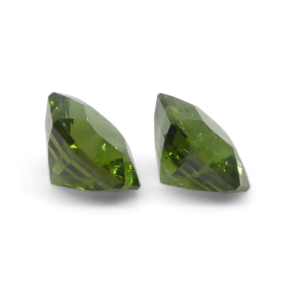0.8ct Asscher Green Tourmaline Pair from Brazil, matched octagonal step-cut gemstones by SkyJems Canadian gem experts