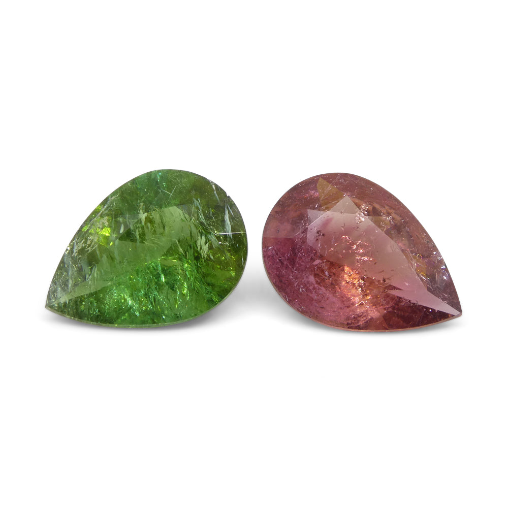 6.34ct Pair Pear Pink/Green Tourmaline from Brazil - Skyjems Wholesale Gemstones