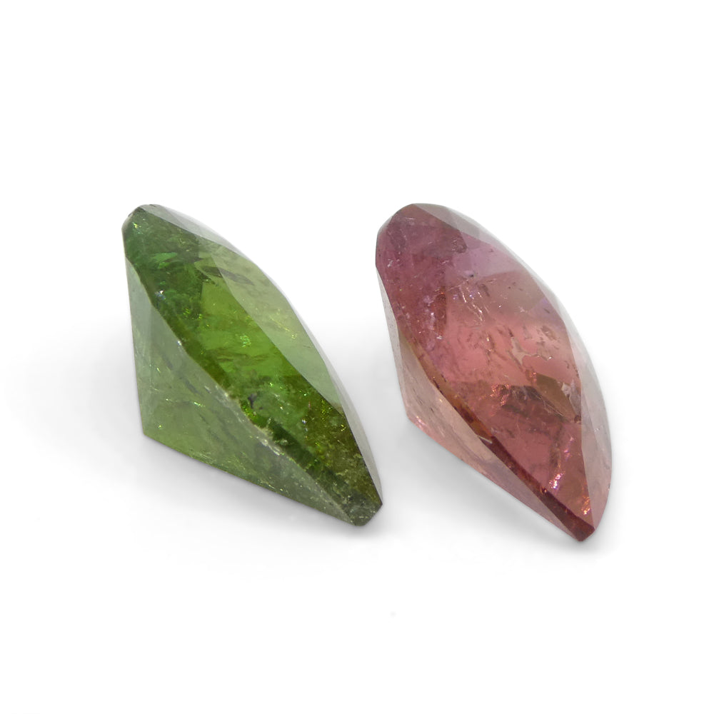6.34ct Pair Pear Pink/Green Tourmaline from Brazil - Skyjems Wholesale Gemstones