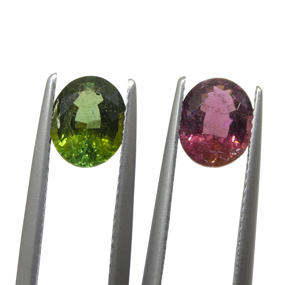 Tourmaline 2.8 cts 8.55 x 6.59 x 4.18 mm/ 8.60 x 6.62 x 3.77 Oval Pink/Green $560