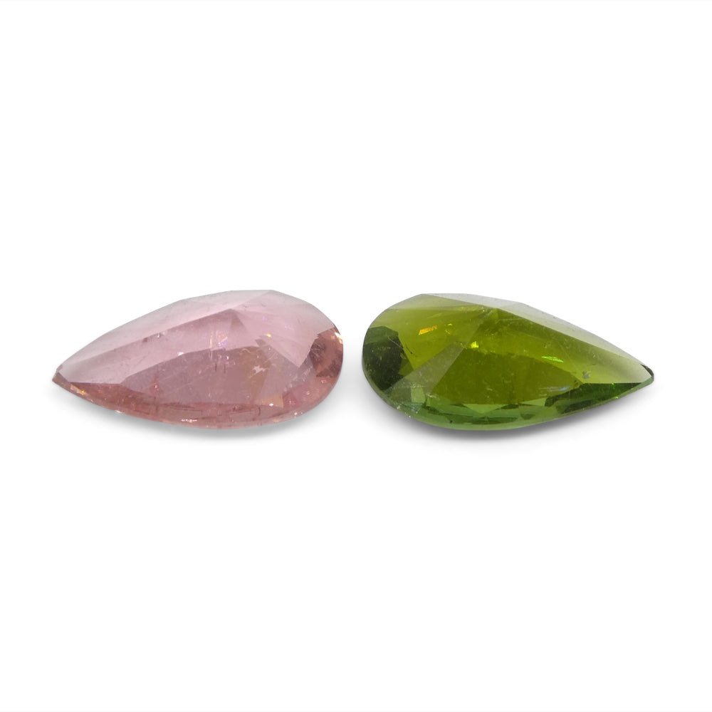 2.53ct Pair Pear Pink/Green Tourmaline from Brazil - Skyjems Wholesale Gemstones