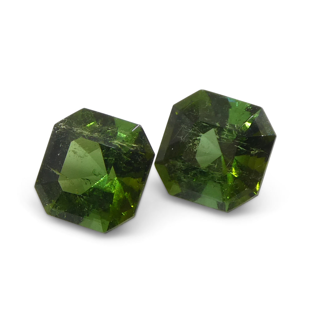 1.18ct Pair Asscher Cut Green Tourmaline from Brazil - Skyjems Wholesale Gemstones