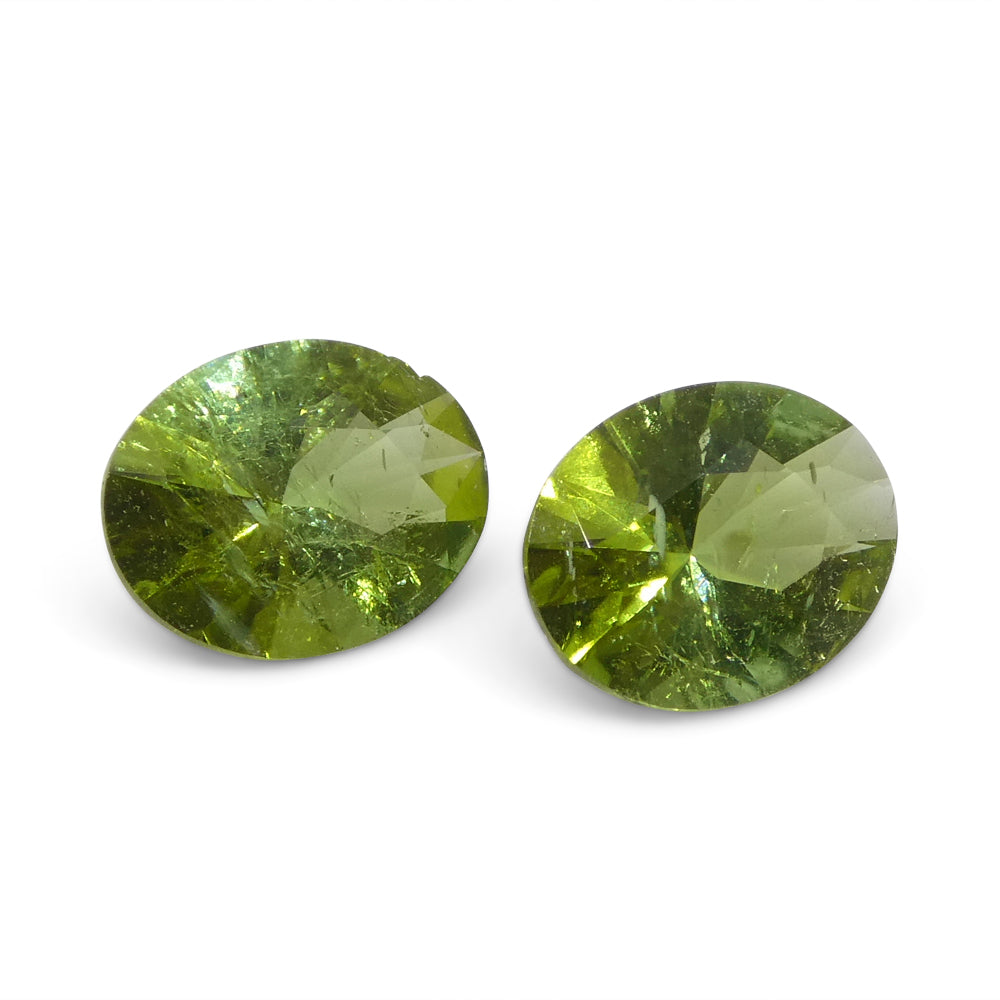 1.08ct Oval Green Tourmaline Matched Pair from Brazil, Vivid Yellowish-Green Gemstones by SkyJems