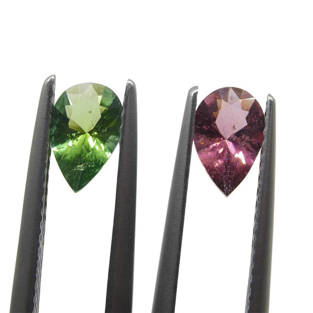 Tourmaline 1.07 cts 4.83 x 7.34 x 3.13 mm/ 4.91 x 7.41 x 2.92 Pear Pink/Green $220