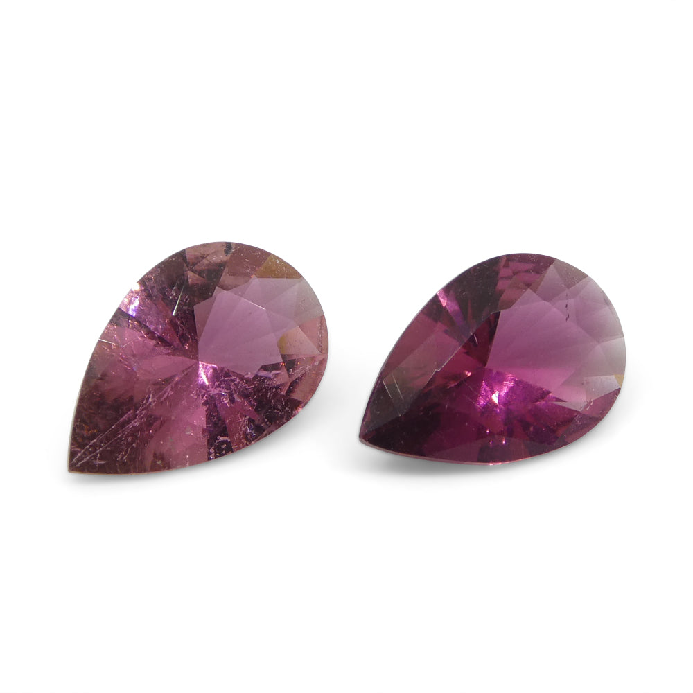 SkyJems 2.35ct Brazilian Pink Tourmaline Pear Pair - Matched Gemstones for Fine Jewelry Design