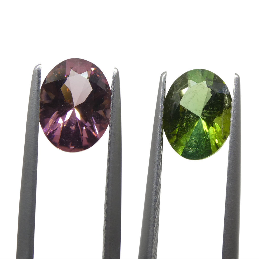 Tourmaline 3.89 cts 9.82 x 7.45 x 4.82 mm/ 9.81 x 7.53 x 4.85 Oval Pink/Green $780