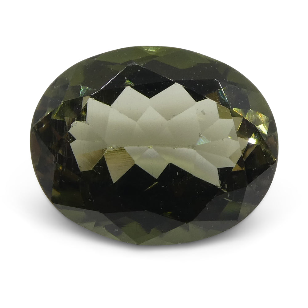 3.09ct Oval Olive Green Brazilian Tourmaline from SkyJems, premium mixed-cut single gemstone in vibrant earth-tone green