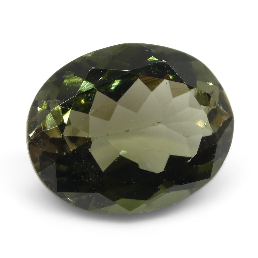 3.09ct Oval Olive Green Brazilian Tourmaline from SkyJems, premium mixed-cut single gemstone in elegant green hue