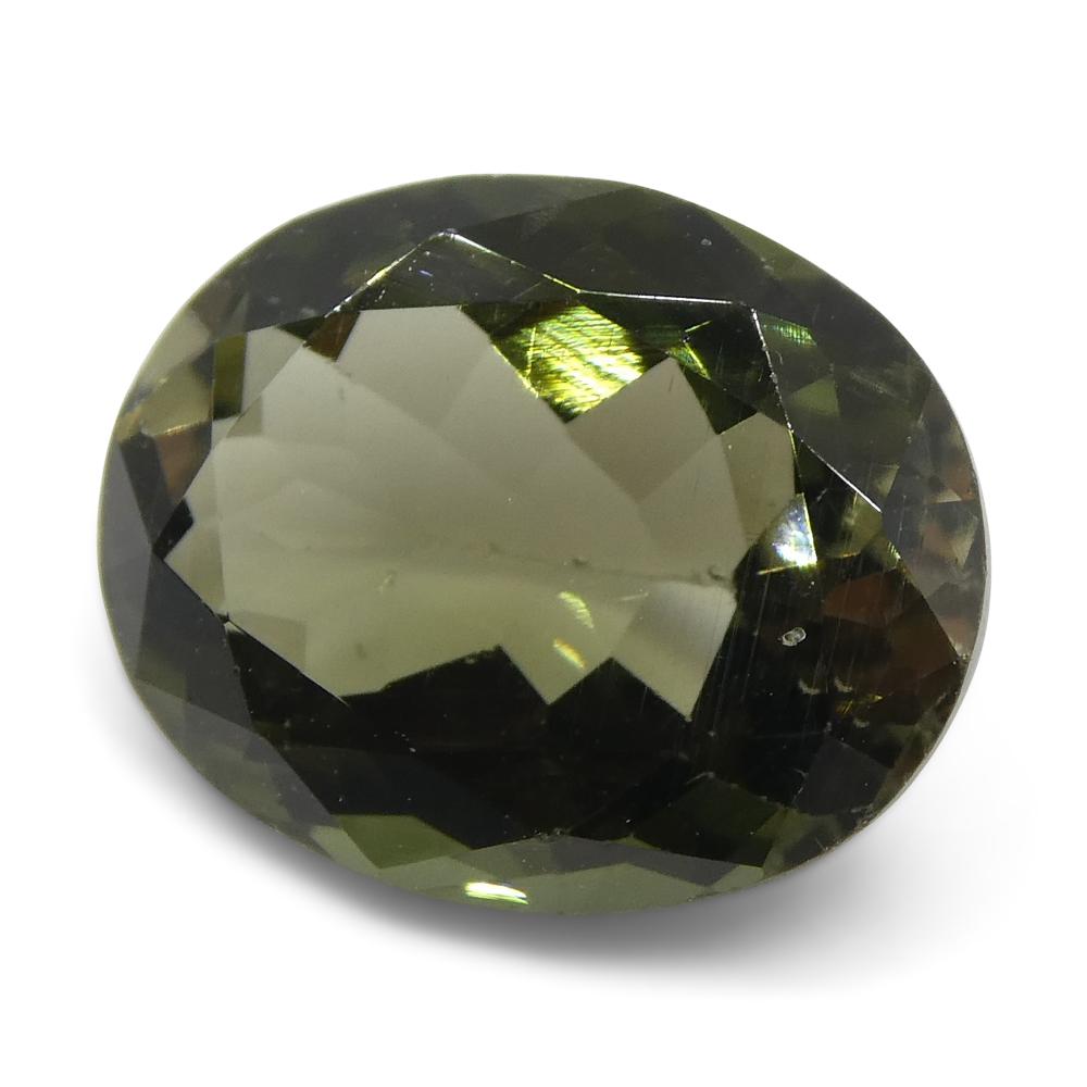 3.09ct Oval Olive Green Brazilian Tourmaline from SkyJems, premium mixed-cut single gemstone with vibrant color and clarity