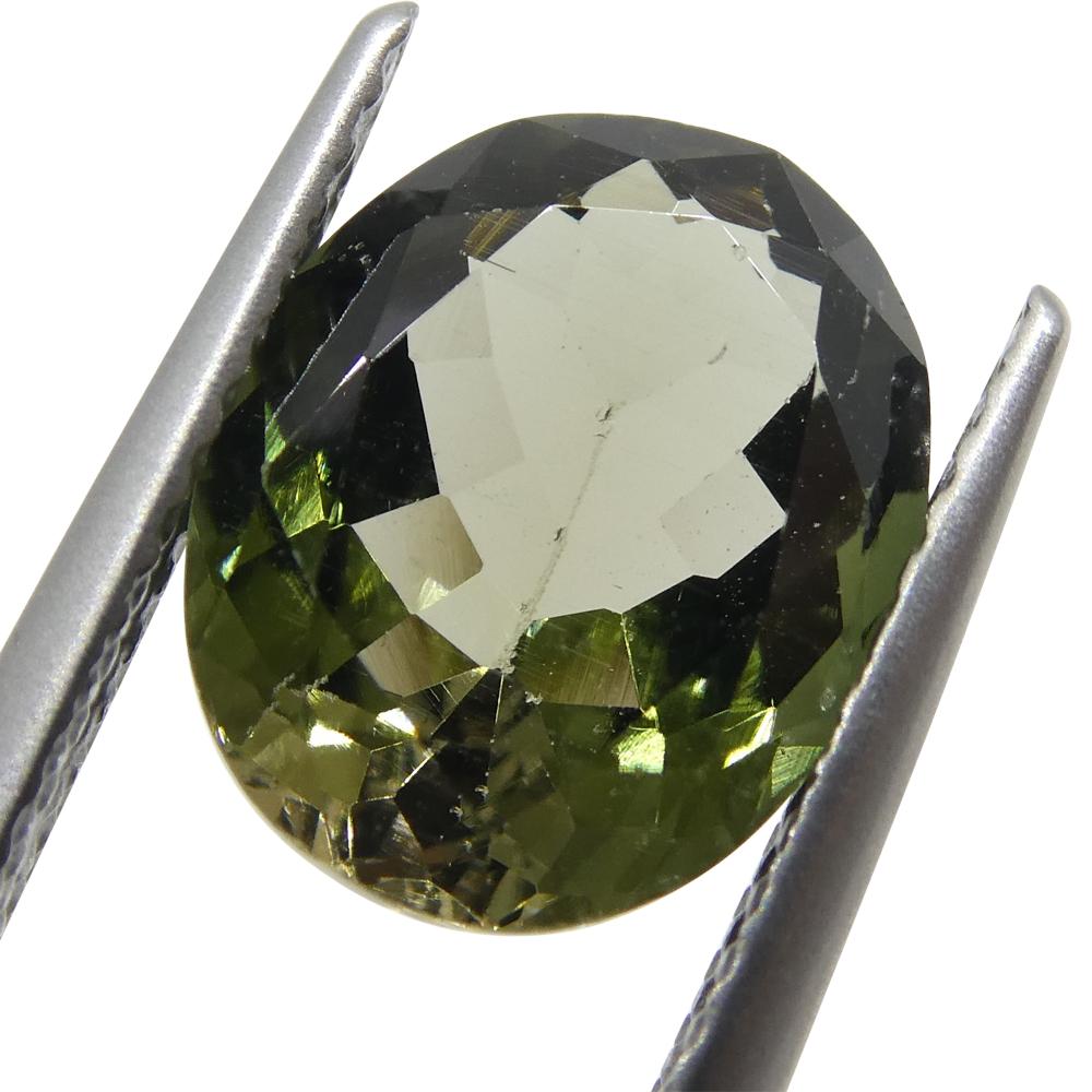 3.09ct Oval Olive Green Brazilian Tourmaline from SkyJems, premium mixed-cut single gemstone in rich forest hue