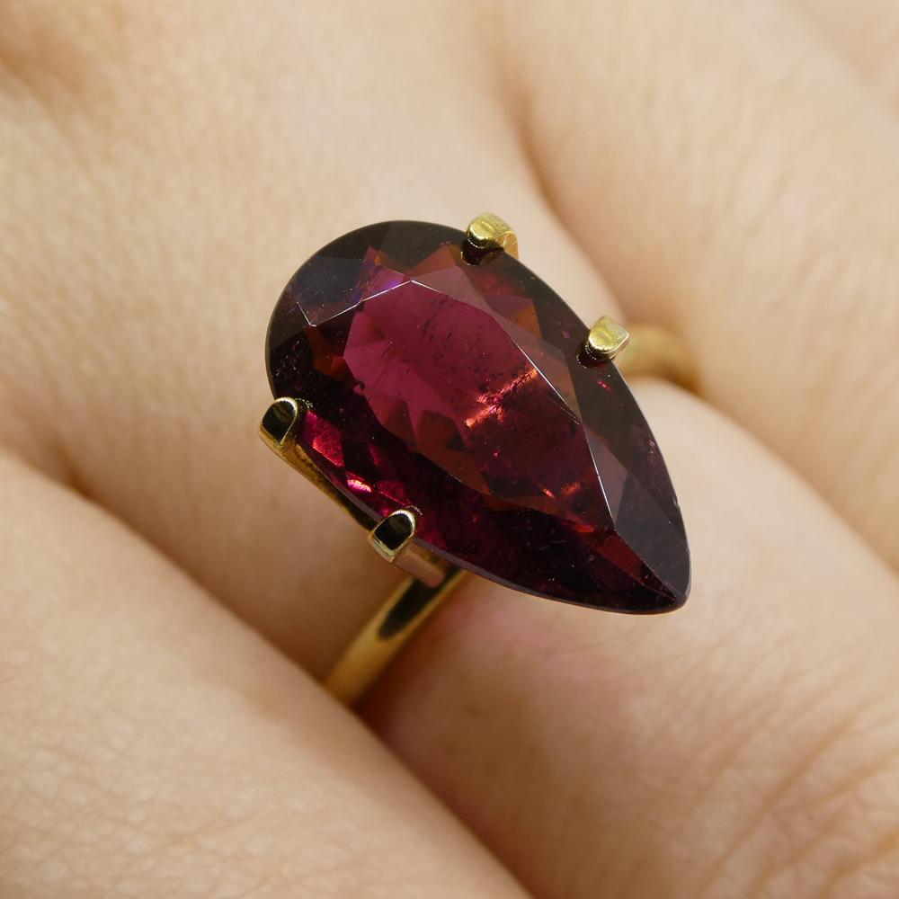 SkyJems 3.56ct Pear Purplish Red Rubelite Tourmaline from Brazil, Mixed Cut Gemstone for Fine Jewelry
