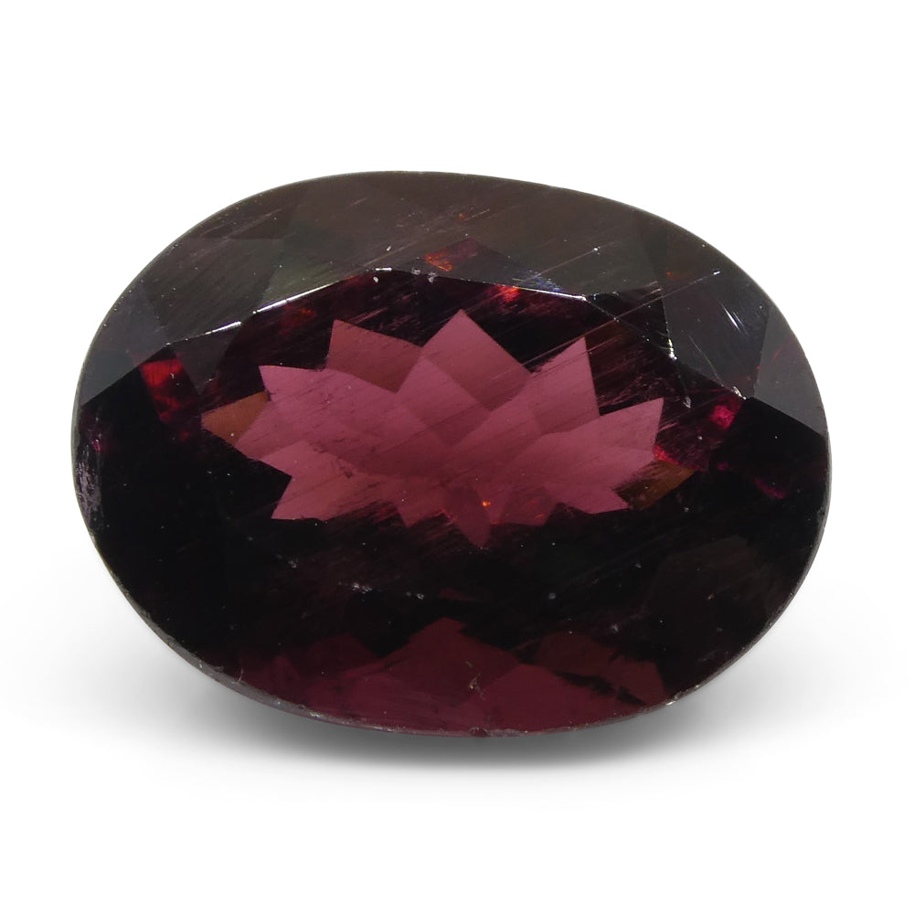 SkyJems 7.02ct Reddish Purple Oval Rubelite Tourmaline from Brazil, premium mixed-cut gemstone