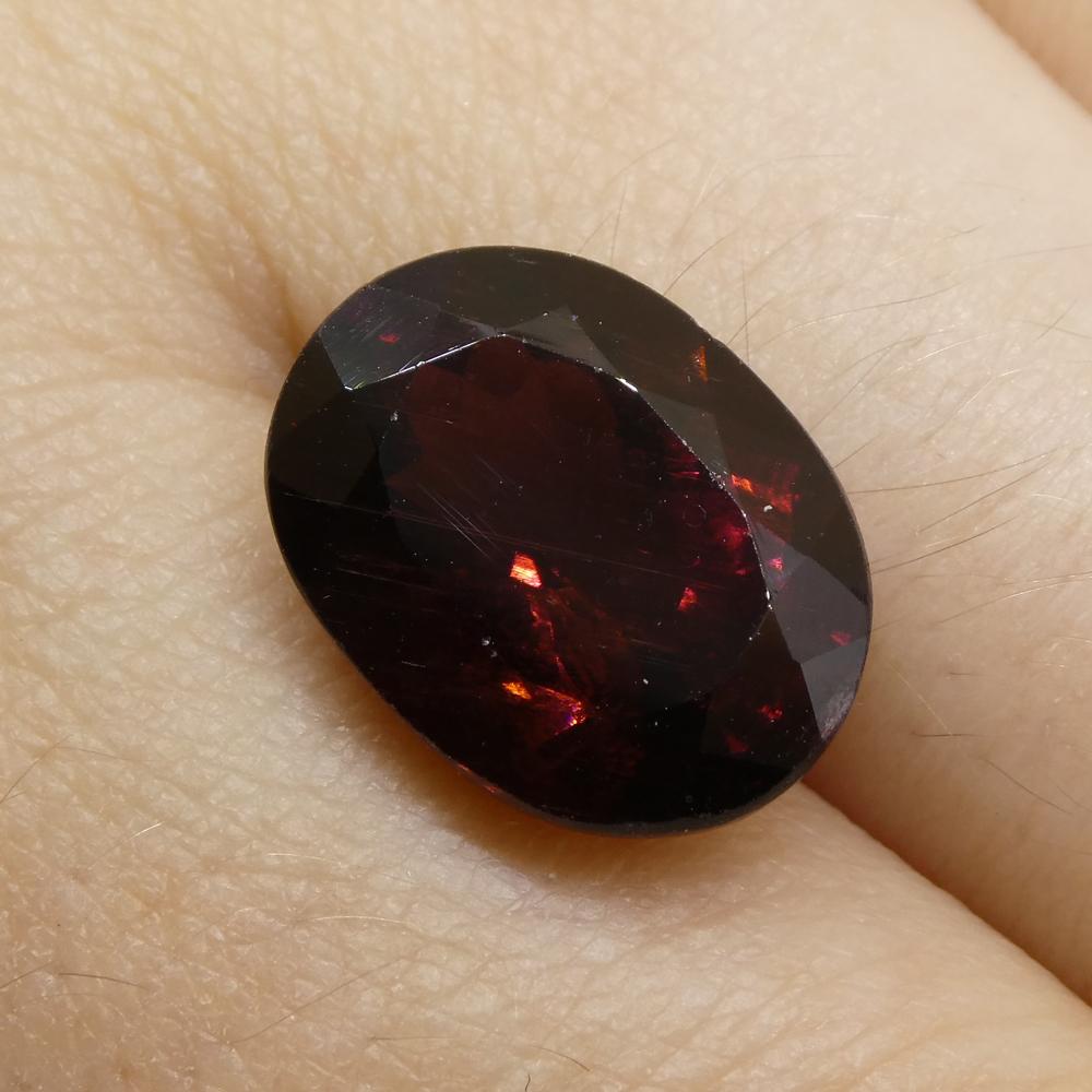 SkyJems 7.02ct Reddish Purple Oval Rubelite Tourmaline from Brazil, mixed cut natural gemstone