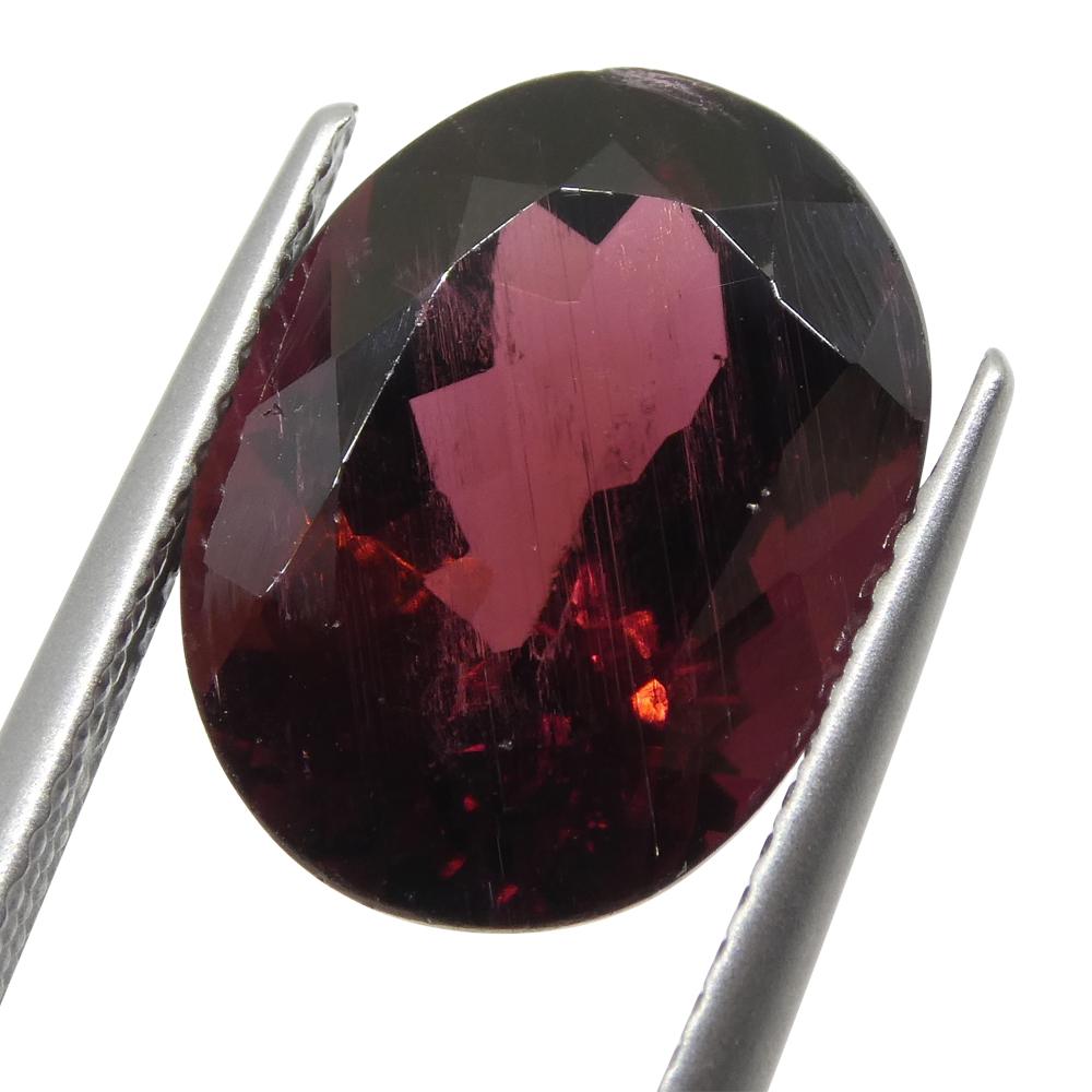 SkyJems 7.02ct Reddish Purple Oval Rubelite Tourmaline from Brazil, premium mixed-cut gemstone
