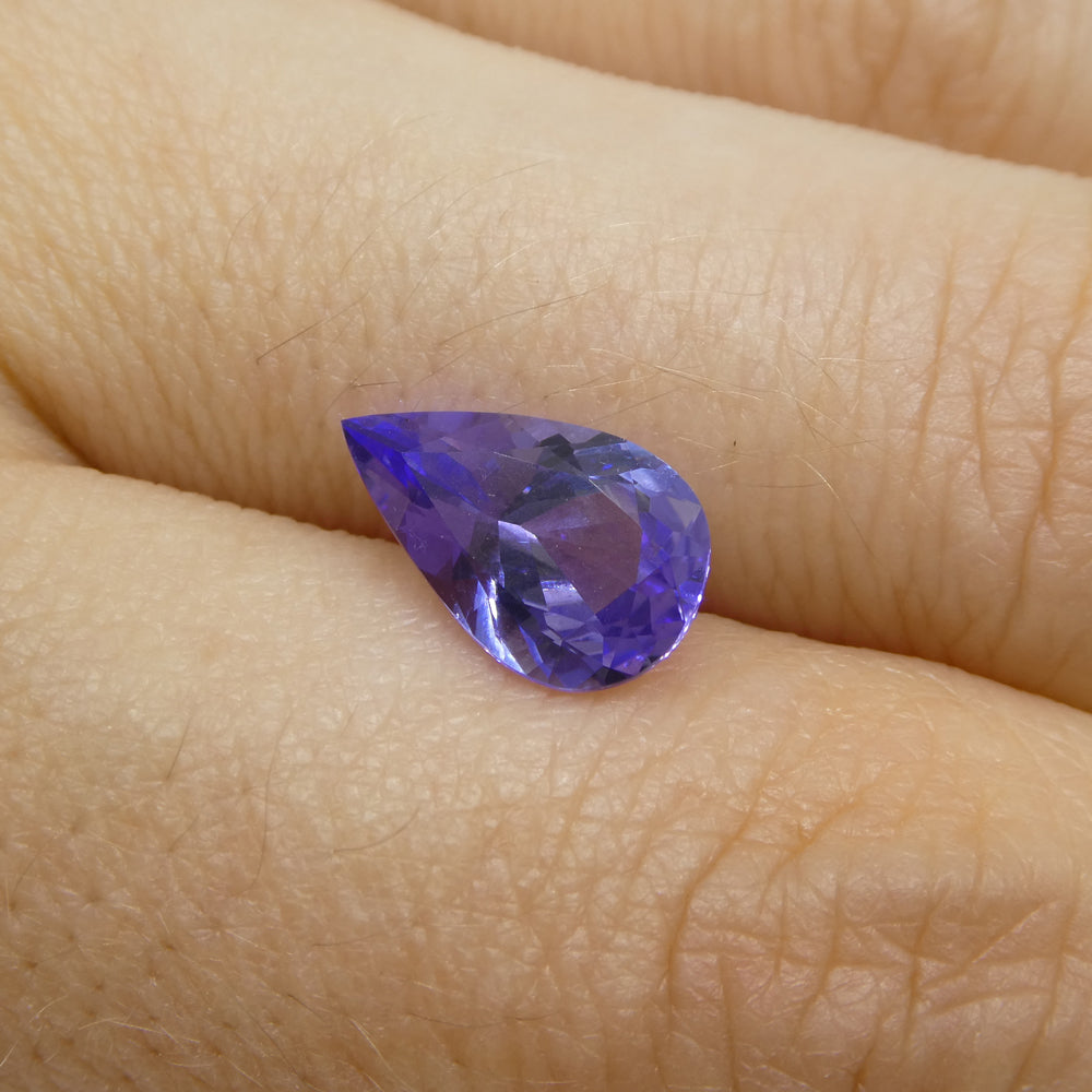 2.11ct Pear Blue Tanzanite from Tanzania, vibrant violet-blue gemstone by SkyJems, premium African tanzanite with exceptional