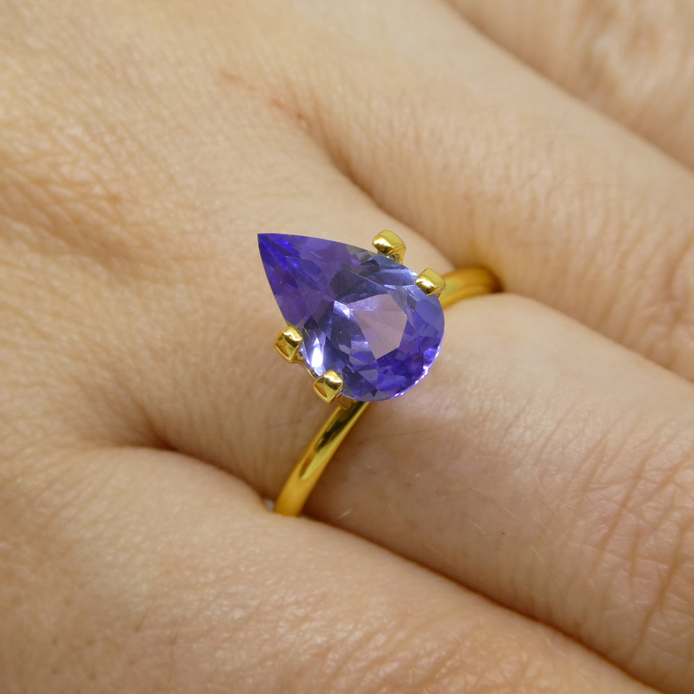 2.11ct Pear Blue Tanzanite from Tanzania, violet-blue gemstone, premium quality SkyJems rare African gem collection