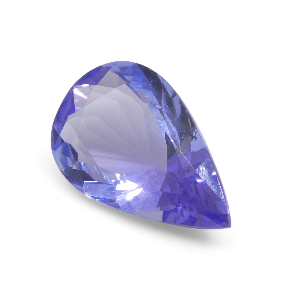 2.11ct Pear Blue Tanzanite from Tanzania, violet-blue gemstone, SkyJems premium single loose stone, Step Cut, natural heated