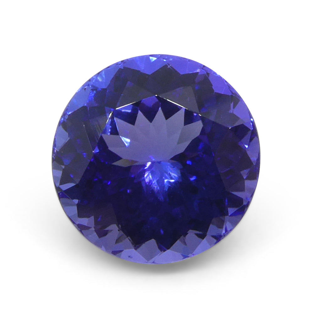 SkyJems 4.13ct Round Violet Blue Tanzanite gemstone from Tanzania, premium heated single stone with brilliant cut