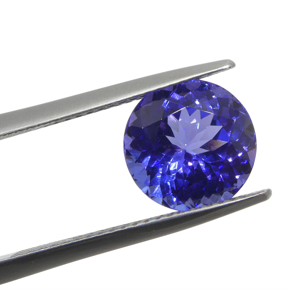 SkyJems 4.13ct Round Violet Blue Tanzanite gemstone from Tanzania, premium heated single stone with brilliant cut