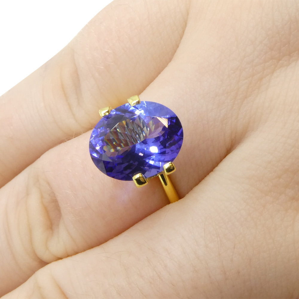 4.56ct Oval Violet Blue Tanzanite from Tanzania, premium single gemstone by SkyJems, rare zoisite with intense color and bril