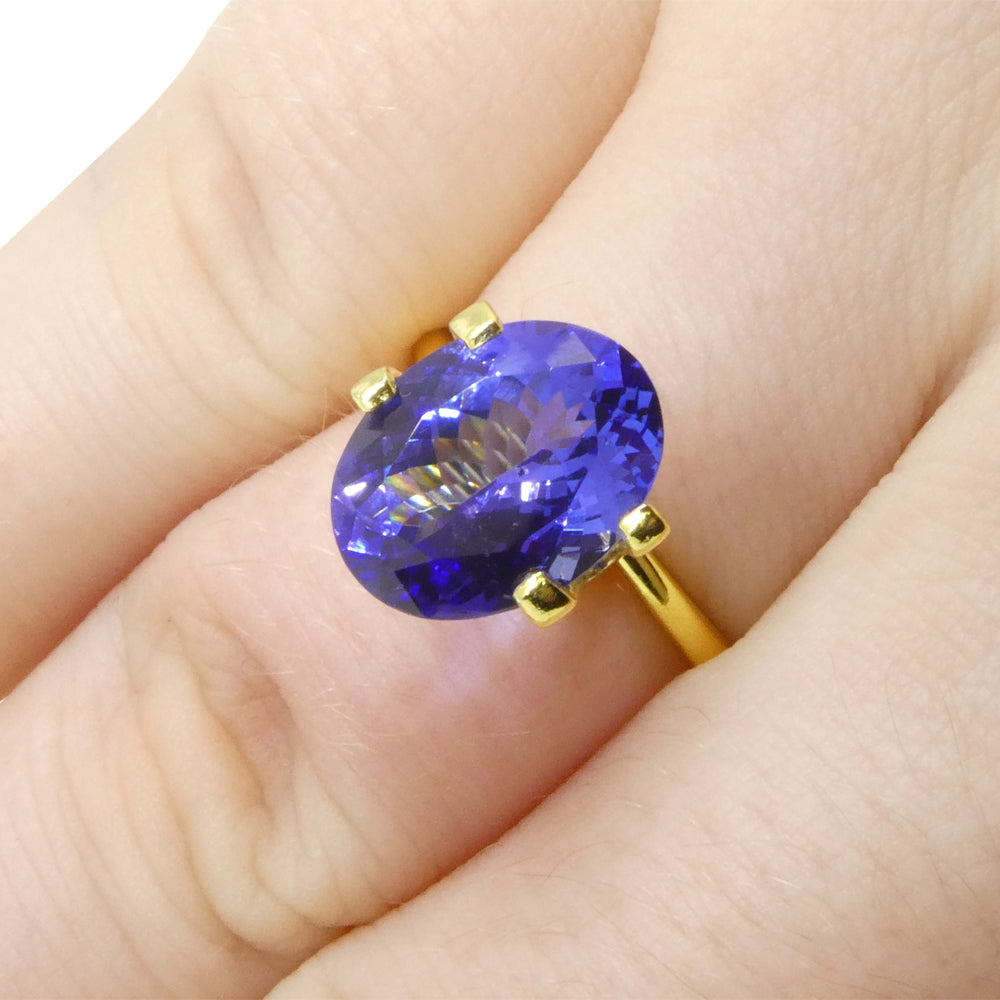 3.9ct Violet Blue Tanzanite from Tanzania, oval-cut gemstone by SkyJems, premium rare zoisite with intense color and brillian