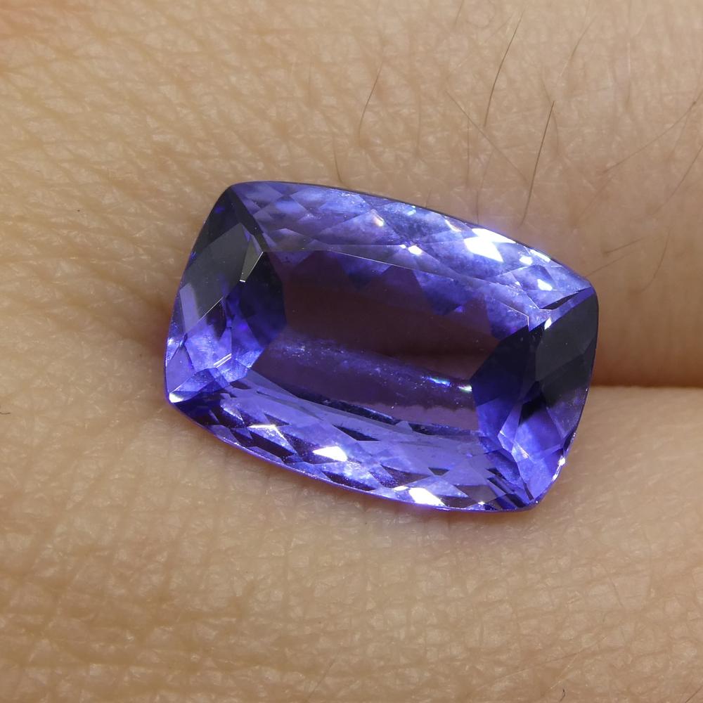 SkyJems 3.53ct Cushion Tanzanite from Tanzania - Purplish Blue Mixed Cut Gemstone with Vibrant Color