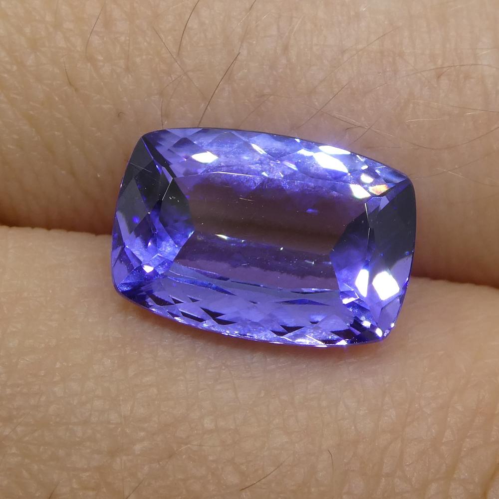 3.53ct Cushion Tanzanite from Tanzania, purplish-blue mixed cut gemstone by SkyJems Canadian gem specialists