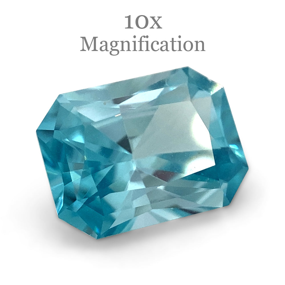 2.13ct Radiant Blue Zircon from Cambodia, Master Cut gemstone by SkyJems, premium unheated blue gem
