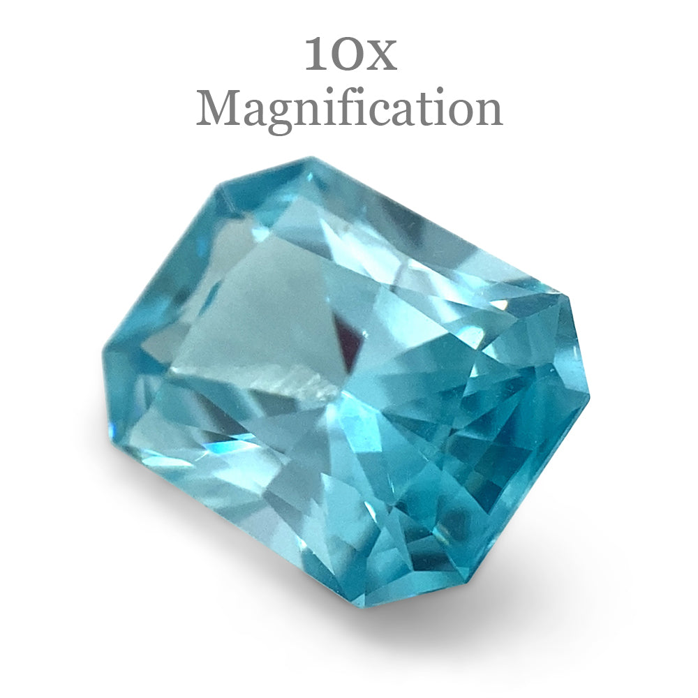 2.13ct Blue Zircon from Cambodia, Radiant Master Cut gemstone by SkyJems, premium unheated blue gem