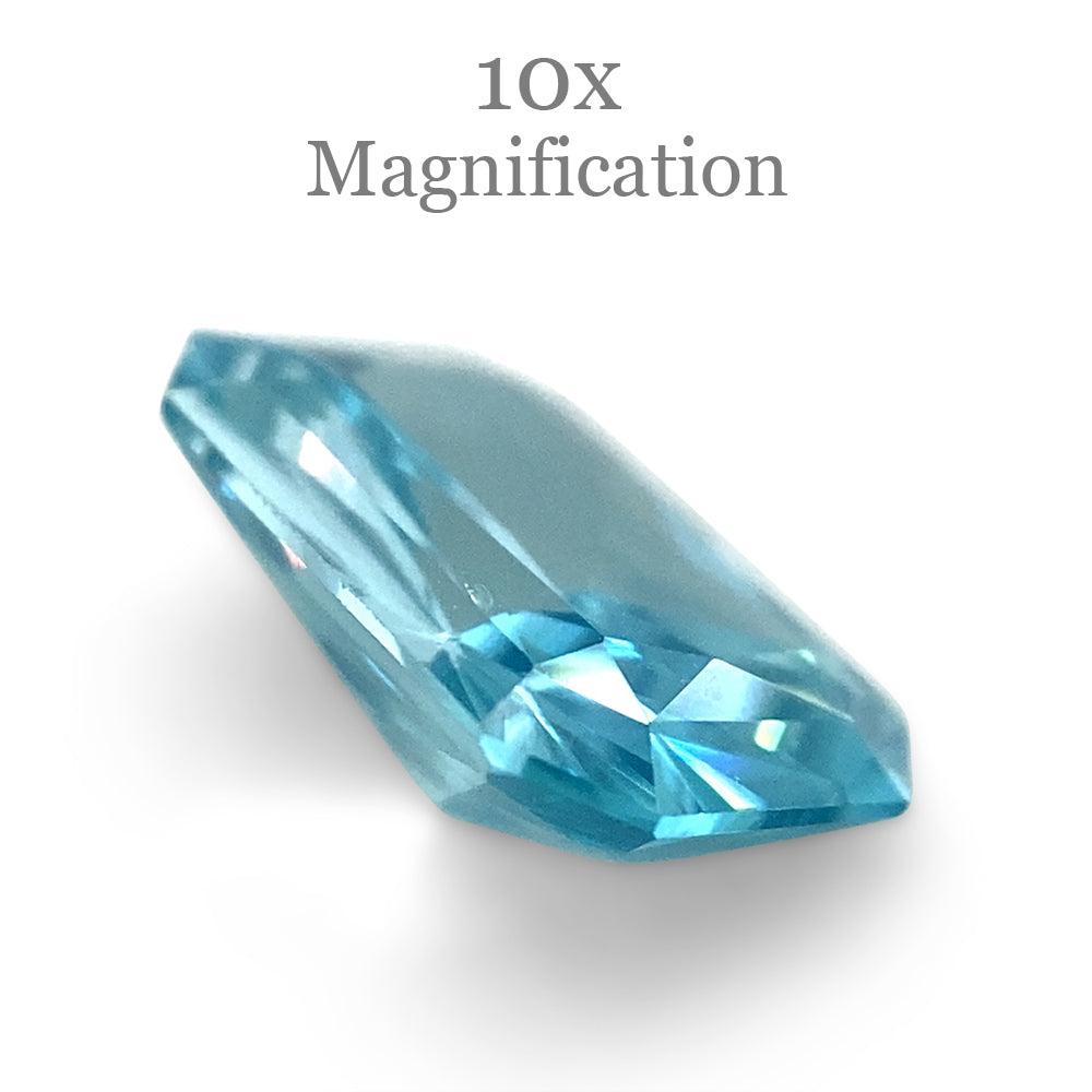 2.13ct Radiant Blue Zircon from Cambodia, Master Cut gemstone by SkyJems, vibrant medium-light blue precious stone