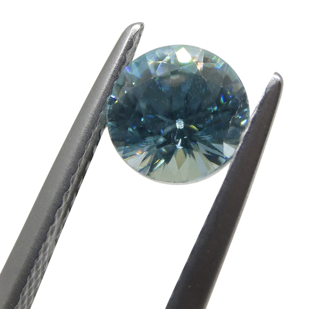 1.75ct Natural Blue Zircon from Cambodia, Round Brilliant Cut Gemstone by SkyJems Canadian Gem Specialists