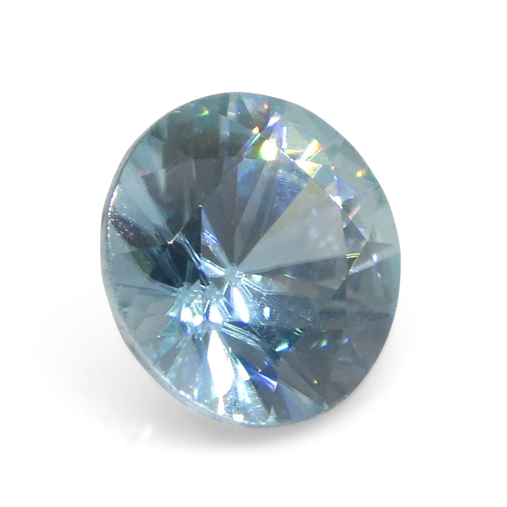 1.75ct Round Diamond Cut Blue Zircon from Cambodia - Skyjems Wholesale Gemstones