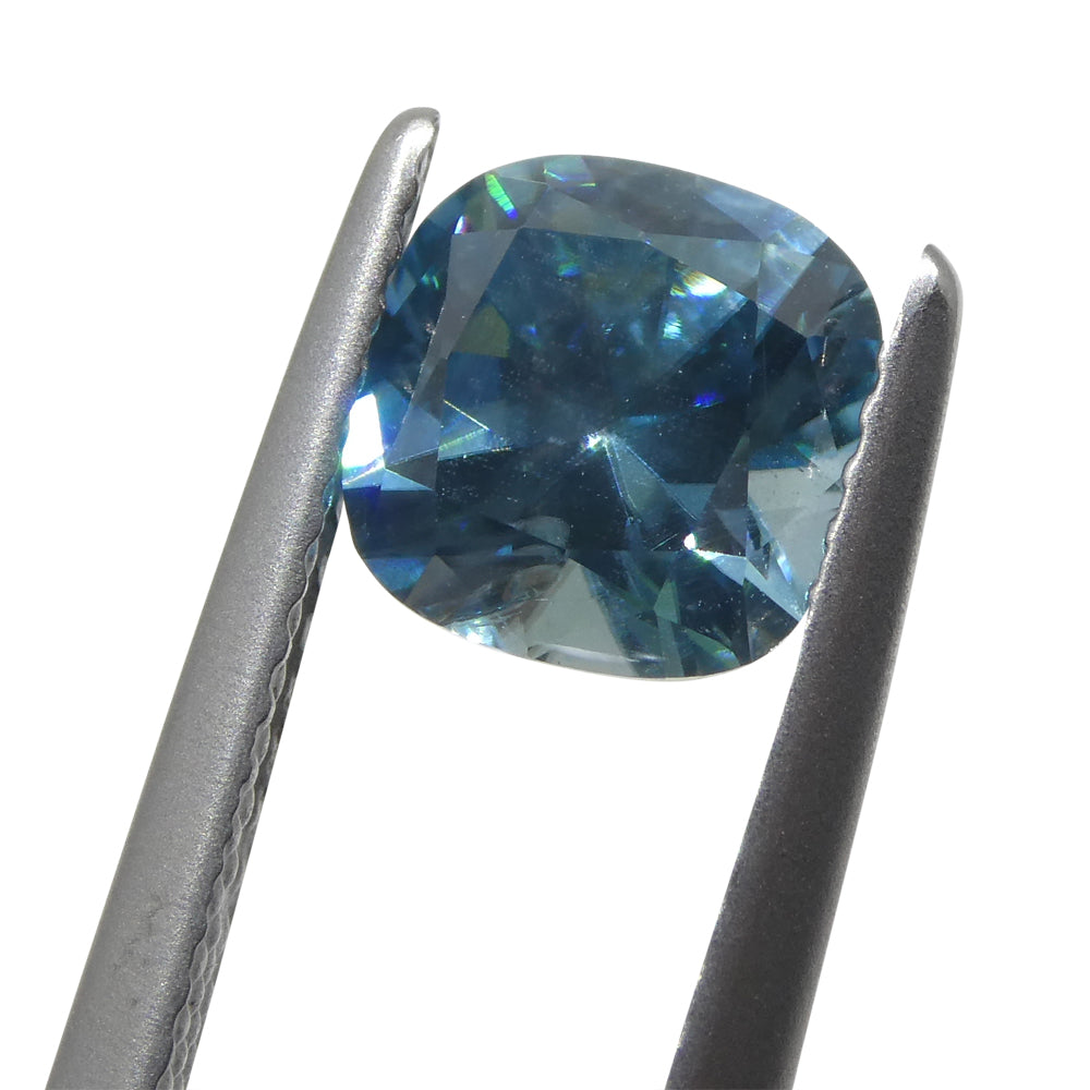 SkyJems 2.04ct Blue Zircon from Cambodia, square cushion cut, natural earth-mined gemstone with brilliant sparkle