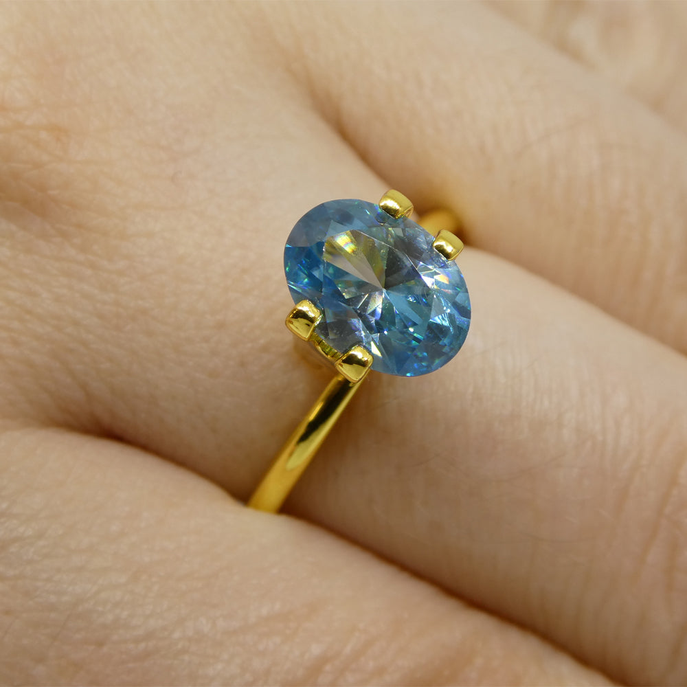 Spike Cambodian Blue Zircon Ring in 14K Yellow Gold Bezel Setting an –  Lyght Jewelers