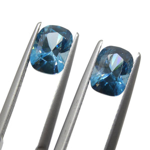 4.66ct Pair Cushion Diamond Cut Blue Zircon from Cambodia - Skyjems Wholesale Gemstones