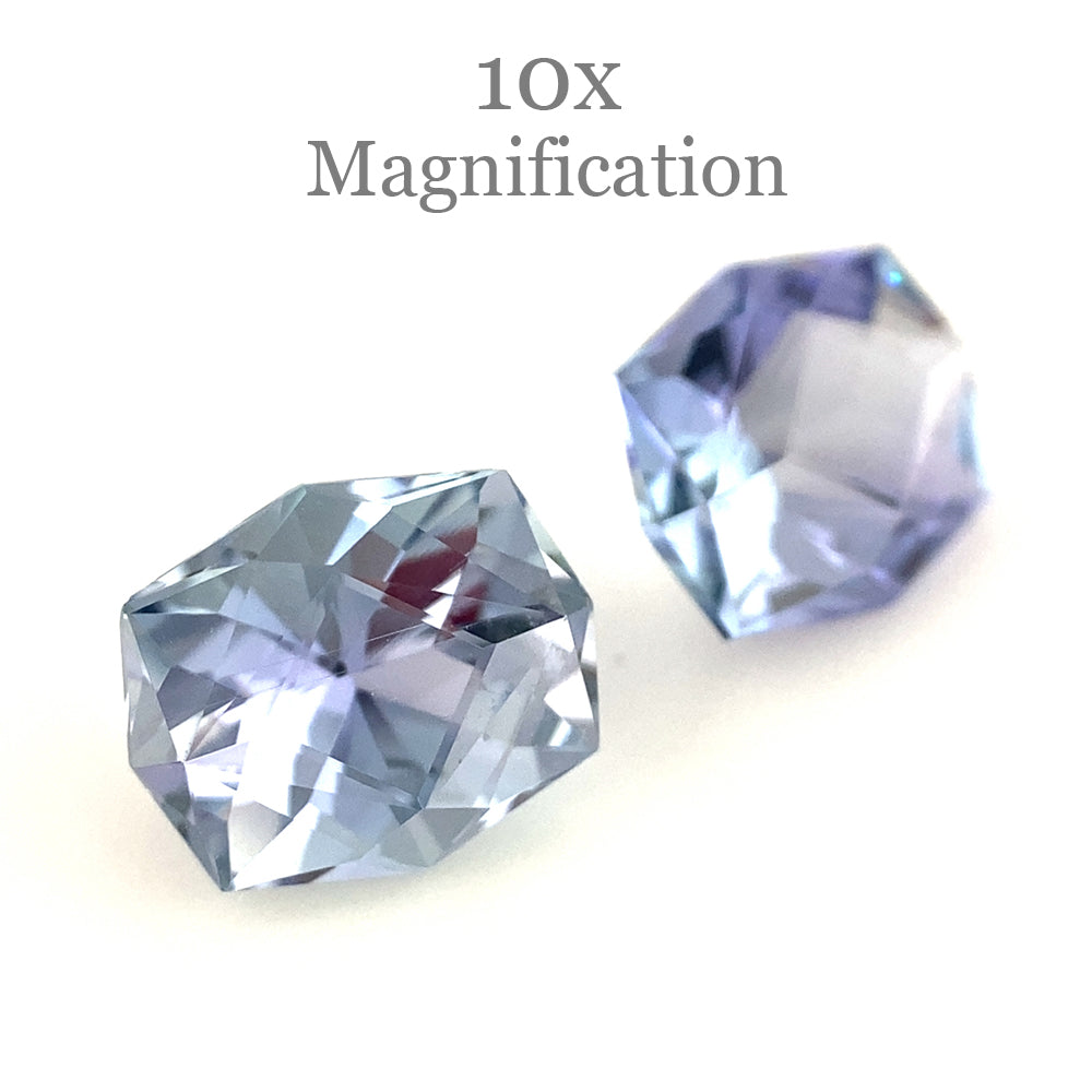 SkyJems 2.5ct Cushion Tanzanite Precision Cut Pair from Tanzania, vivid violet-blue gemstone duo